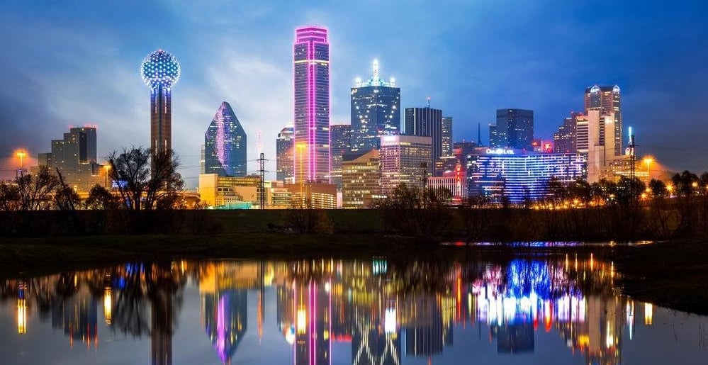 A photo of the Dallas Skyline.