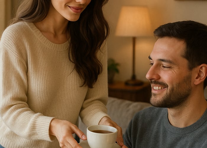 A GFE escort handling a client a tea